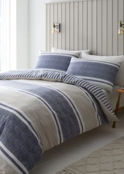 Catherine Lansfield Textured Banded Stripe Duvet Cover