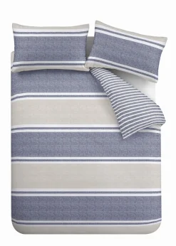 Catherine Lansfield Textured Banded Stripe Duvet Cover