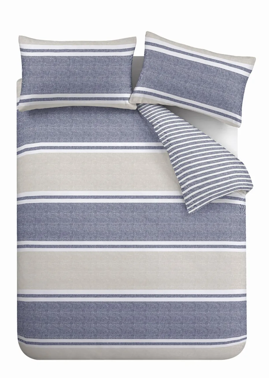 Catherine Lansfield Textured Banded Stripe Duvet Cover