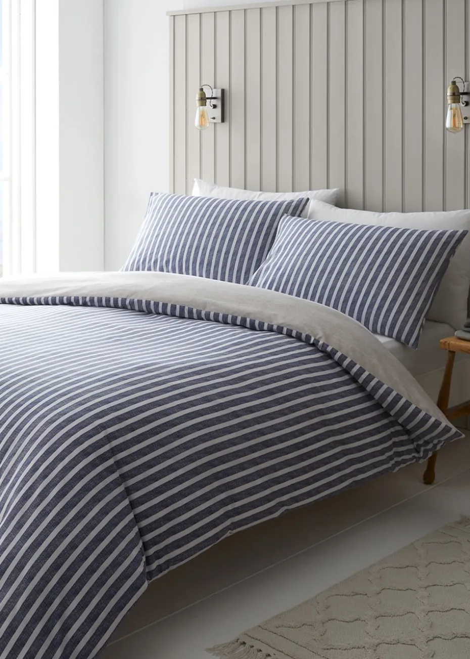 Catherine Lansfield Textured Banded Stripe Duvet Cover