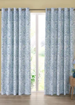 Catherine Lansfield Tilly Floral Fully Reversible Eyelet Curtains