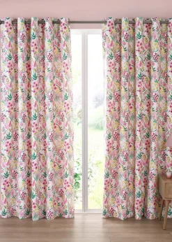 Catherine Lansfield Tilly Floral Fully Reversible Eyelet Curtains