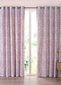 Catherine Lansfield Tilly Floral Fully Reversible Eyelet Curtains