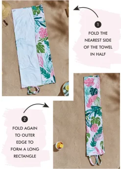 Catherine Lansfield Tropical Palm Cotton Beach Towel in a Bag