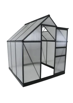 Charles Bentley Aluminium Frame Polycarbonate Greenhouse Grey (D6ft x W6.1ft)