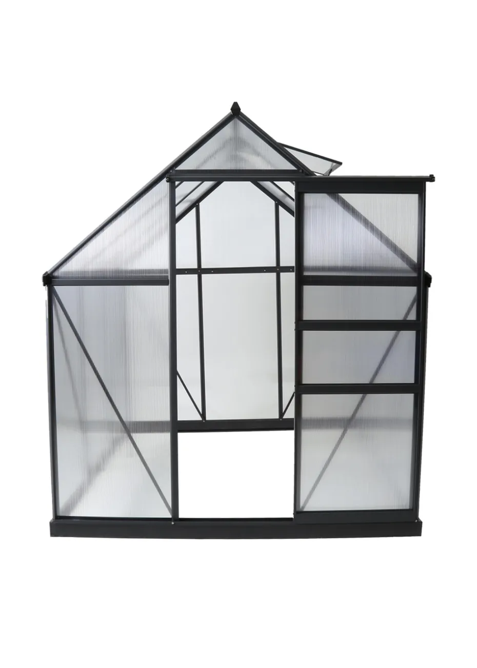 Charles Bentley Aluminium Frame Polycarbonate Greenhouse Grey (D6ft x W6.1ft)