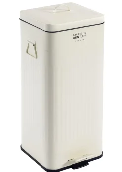 Charles Bentley Cream Square Retro Kitchen Pedal Bin