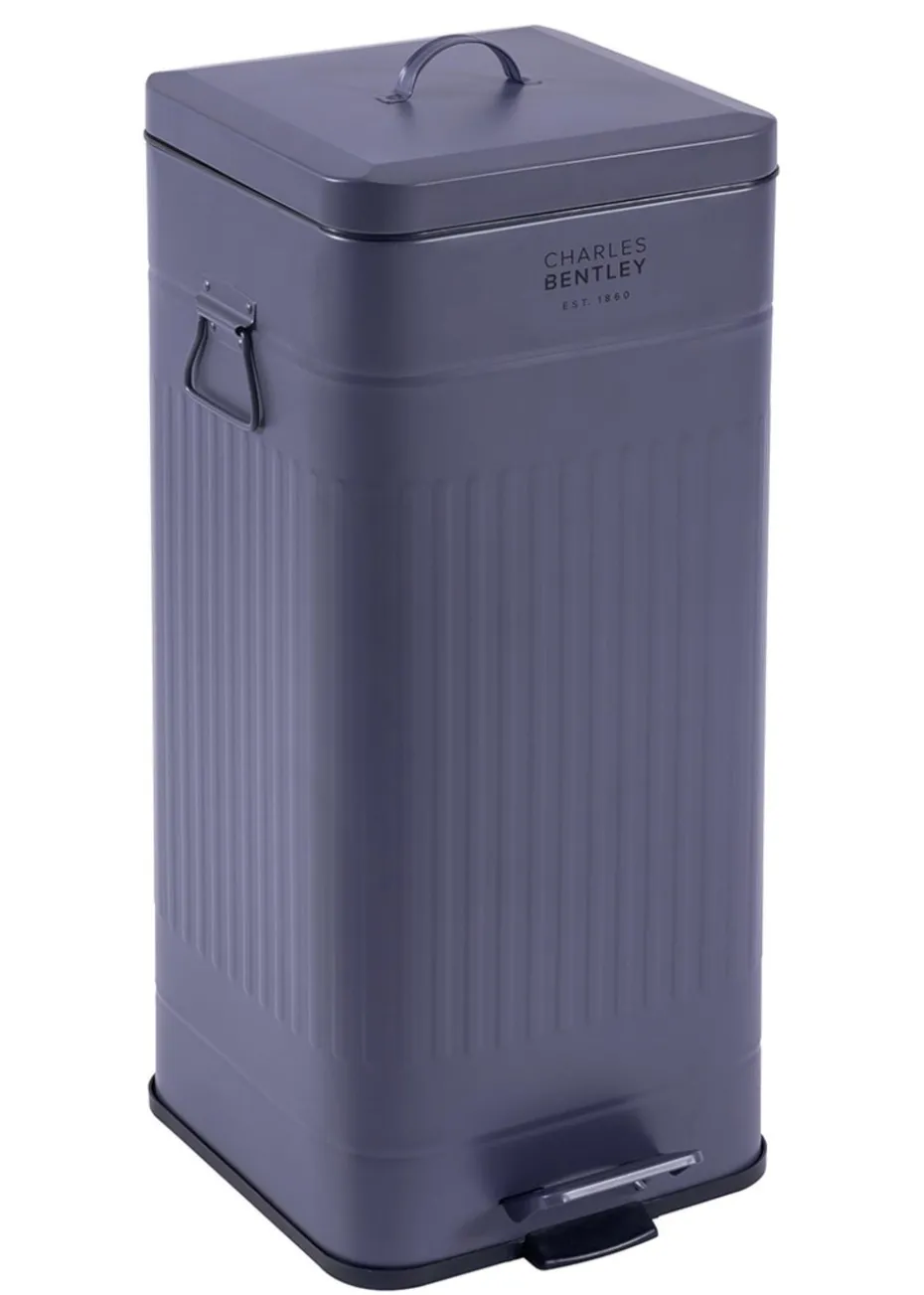 Charles Bentley Dark Blue Retro Steel Square Kitchen Bin