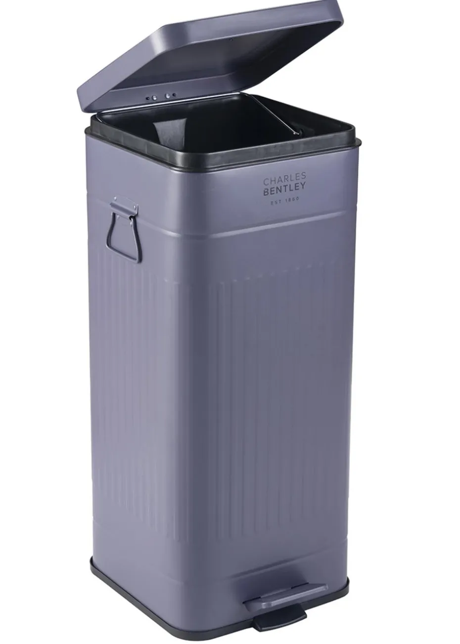 Charles Bentley Dark Blue Retro Steel Square Kitchen Bin