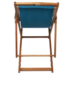 Charles Bentley Folding FSC Eucalyptus Wooden Deck Chair Beach Sun Lounger Teal