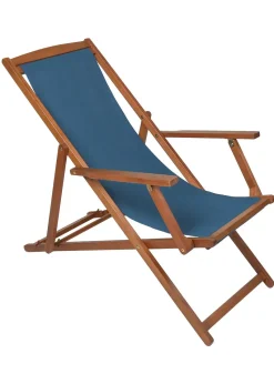 Charles Bentley Folding FSC Eucalyptus Wooden Deck Chair Beach Sun Lounger Teal