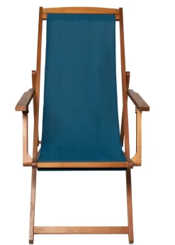 Charles Bentley Folding FSC Eucalyptus Wooden Deck Chair Beach Sun Lounger Teal