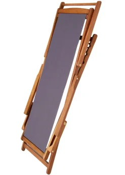 Charles Bentley Folding FSC Eucalyptus Wooden Deck Chair Beach Sun Lounger Grey