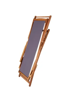 Charles Bentley Folding FSC Eucalyptus Wooden Deck Chair Beach Sun Lounger Grey