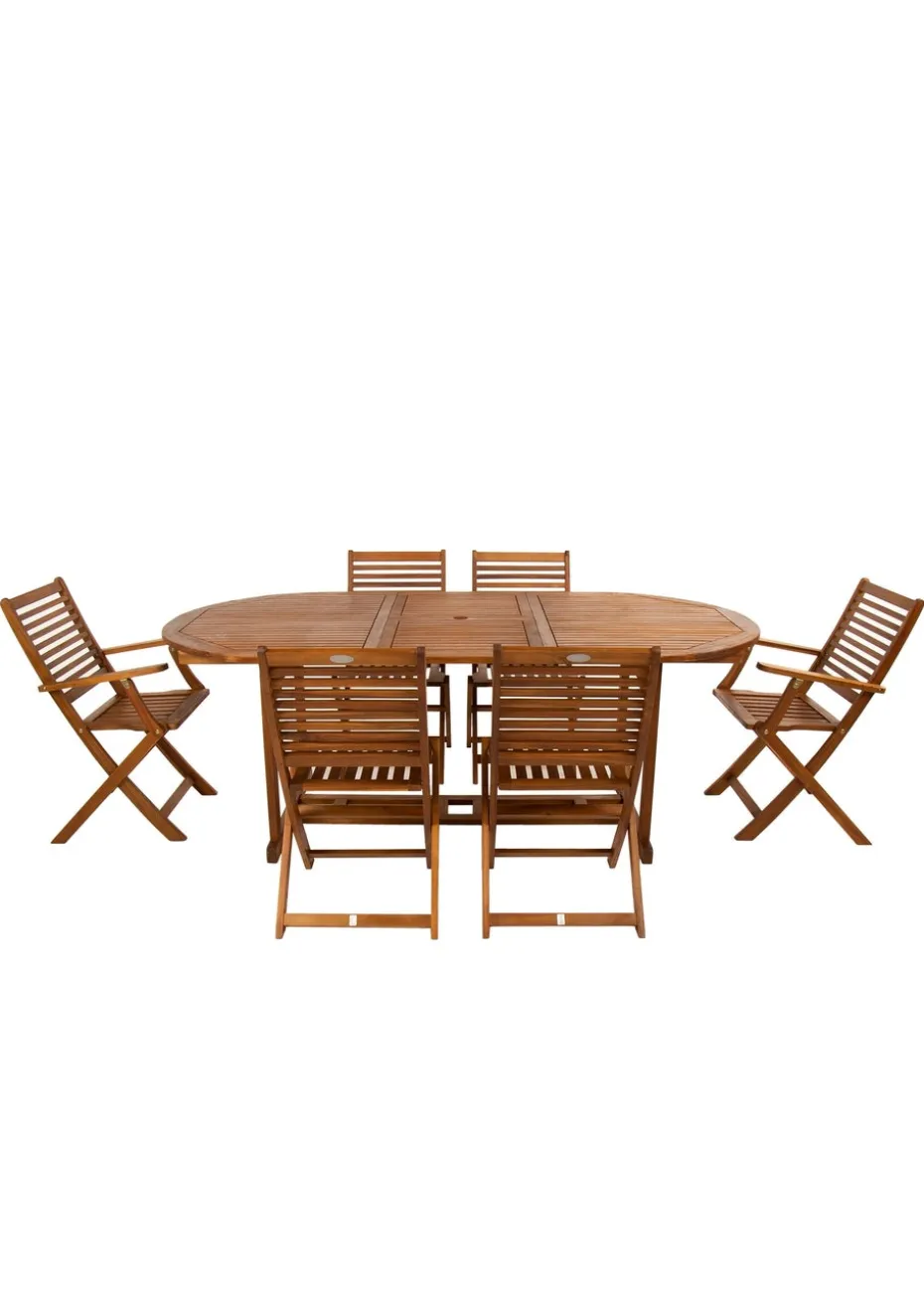 Charles Bentley FSC Acacia Hardwood Furniture Set with Extendable Table (6 Seater)