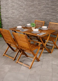 Charles Bentley FSC Acacia Hardwood Rectangular Folding Table (H74cm x W120cm x D70cm)