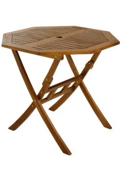 Charles Bentley FSC Acacia Wooden Octagonal Table & Chairs Set (5 Piece)