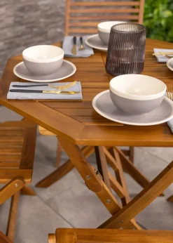 Charles Bentley FSC Acacia Wooden Octagonal Table & Chairs Set (5 Piece)