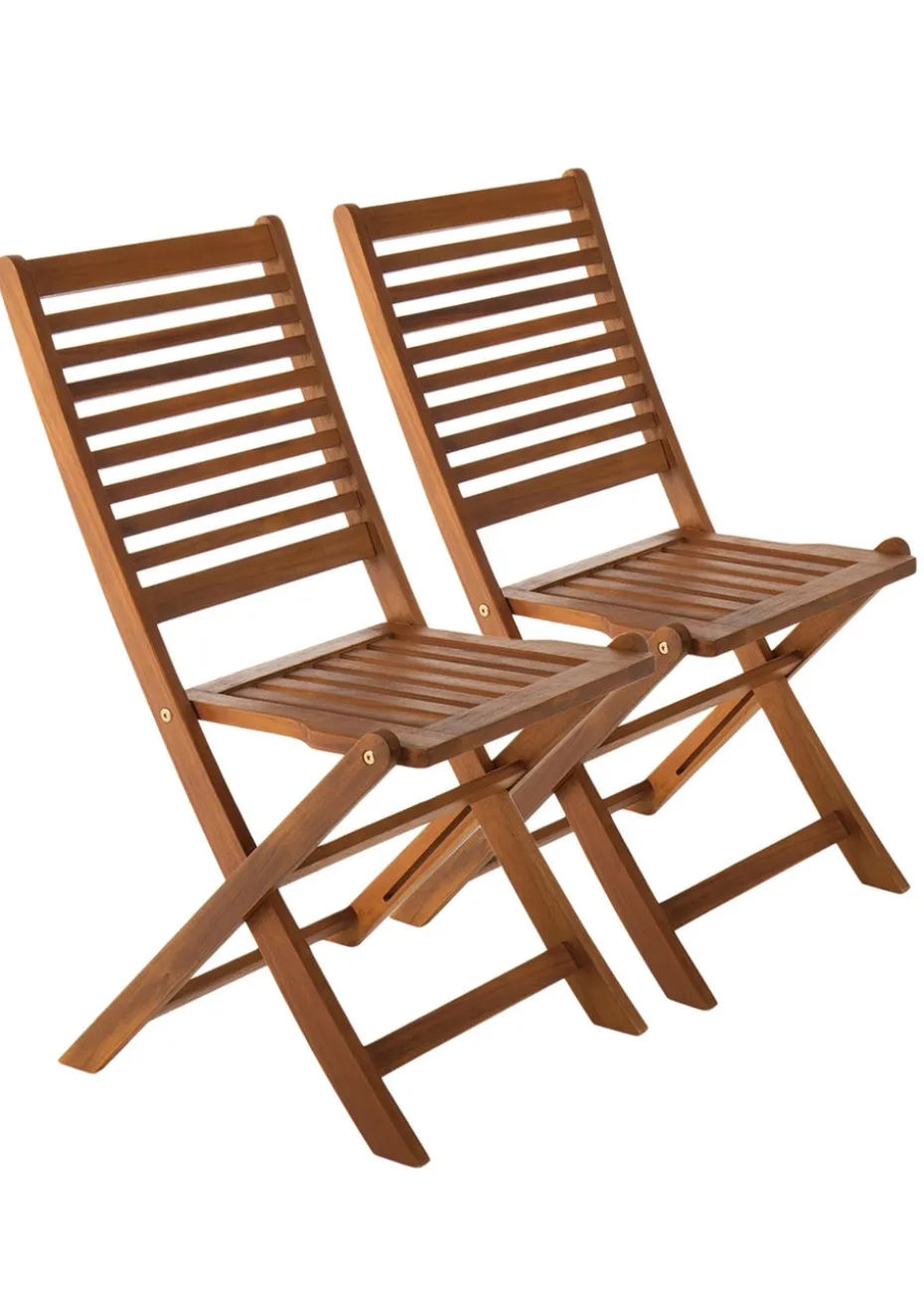 Charles Bentley FSC Acacia Wooden Furniture Patio Oval Table & 6 Chairs (7 Piece)