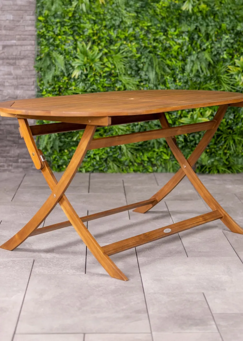 Charles Bentley FSC Acacia Wooden Furniture Patio Oval Table & 6 Chairs (7 Piece)