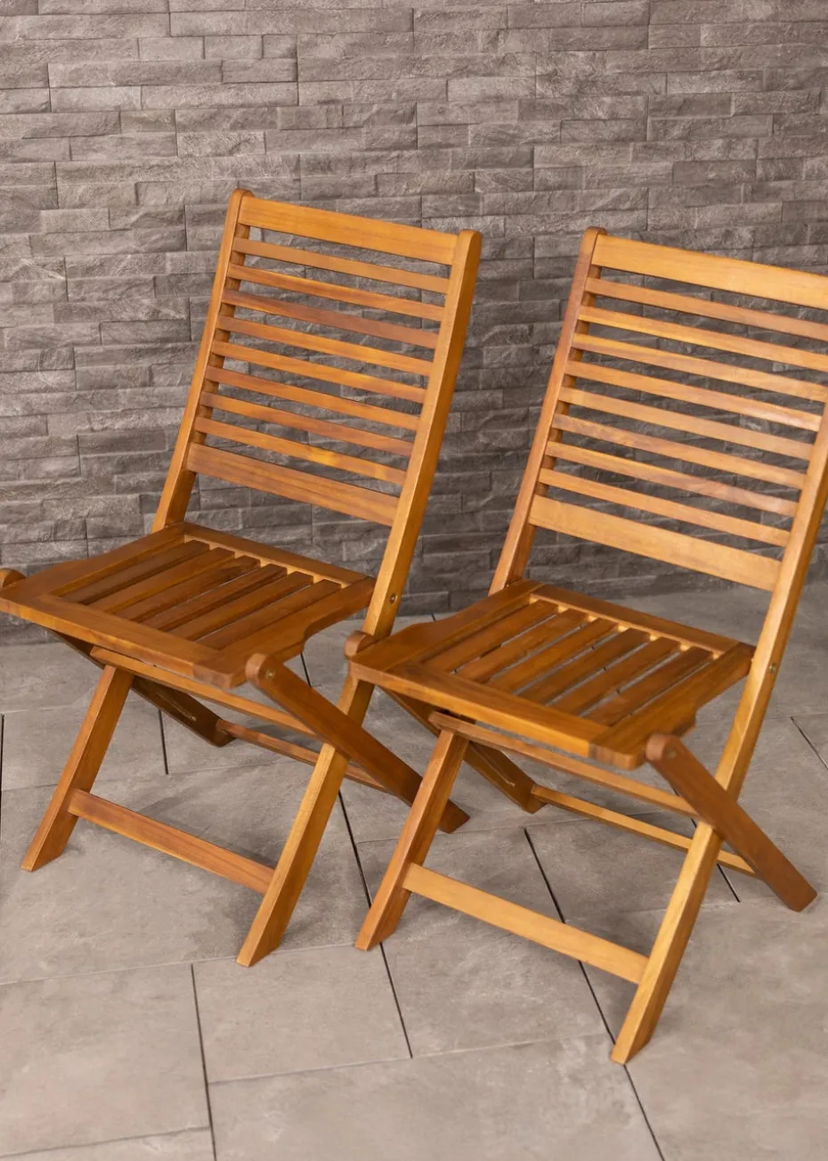 Charles Bentley FSC Acacia Wooden Furniture Patio Oval Table & 6 Chairs (7 Piece)