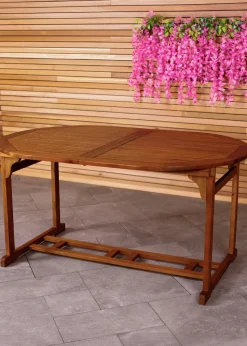 Charles Bentley FSC Acacia Hardwood Oval Extendable Table (H74cm x W150-200cm x D100cm)