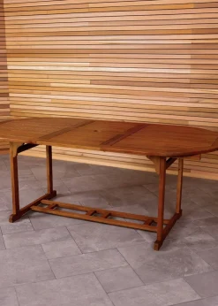 Charles Bentley FSC Acacia Hardwood Oval Extendable Table (H74cm x W150-200cm x D100cm)