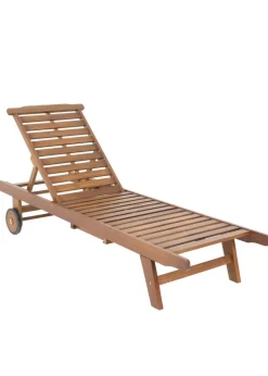 Charles Bentley FSC Acacia Wooden Reclining Sun Lounger With Pull Out Tray