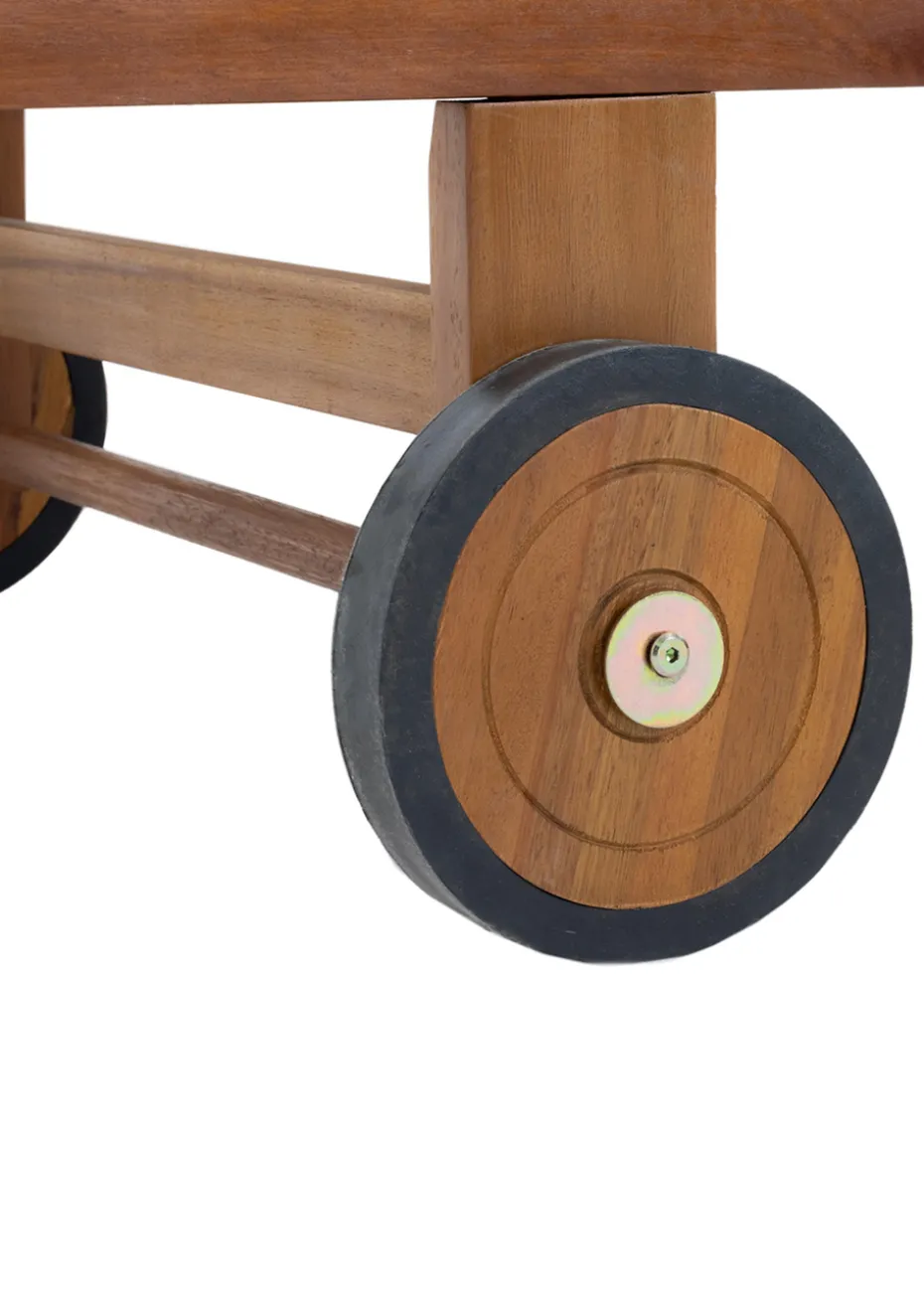 Charles Bentley FSC Acacia Wooden Reclining Sun Lounger With Pull Out Tray