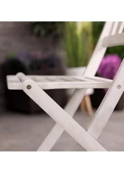 Charles Bentley FSC Acacia White Washed Wooden Outdoor Patio Dining Set 4 Seat