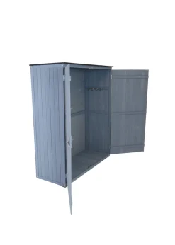 Charles Bentley FSC Garden Chest Storage Shed Grey Wooden (H155cm x L55cm x W138cm)