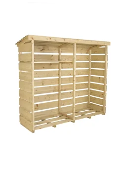 Charles Bentley FSC Nordic Spruce Wood Double Log Store Firewood Storage Heavy