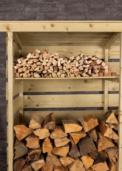 Charles Bentley FSC Nordic Spruce Wood Double Log Store Firewood Storage Heavy