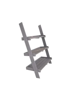 Charles Bentley FSC Wide Wooden Ladder Planter Grey 3 Shelves (H110cm x D33cm x W79cm)