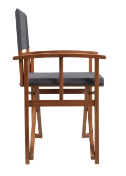 Charles Bentley FSC Wooden Pair of Folding Directors Chairs Grey Pop-Up Garden