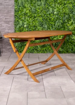 Charles Bentley FSC Wooden Furniture Oval Table (H74cm x W150cm x D85cm)