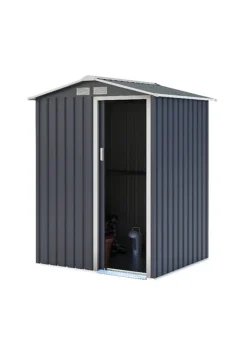 Charles Bentley 4.9ft x 4.3ft Metal Storage Shed Grey Small Apex
