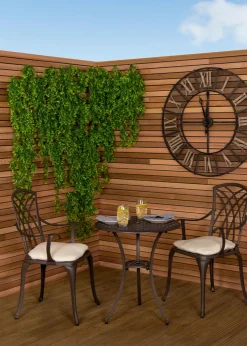 Charles Bentley Furniture Cast Aluminium Bistro Set Black Table & 2 Arm Chairs (3 Piece)