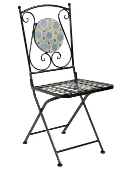 Charles Bentley Garden Blue Mosaic Dining Set With Folding Chairs Patio (5 Piece)