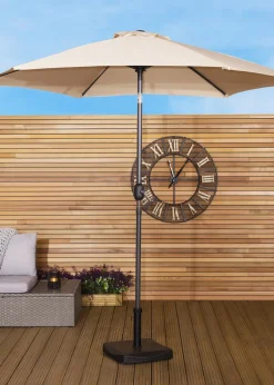 Charles Bentley Garden Metal Beige Patio Umbrella Parasol With Crank & Tilt (235.5cm, 38mm Pole)