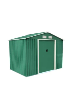 Charles Bentley Green Metal Garden Storage Shed Zinc Floor Frame (W8ft x D6ft)