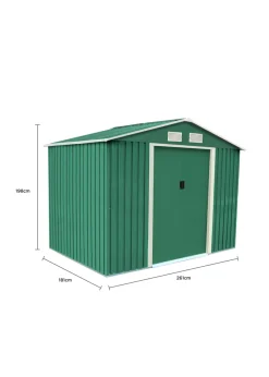 Charles Bentley Green Metal Garden Storage Shed Zinc Floor Frame (W8ft x D6ft)
