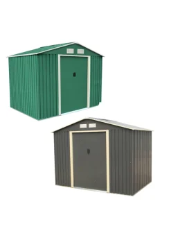 Charles Bentley Grey Metal Garden Storage Shed Zinc Floor Frame (W8ft x D6ft)
