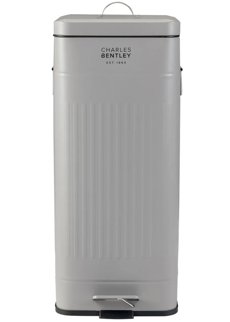 Charles Bentley Grey Retro Steel Square Kitchen Bin Light