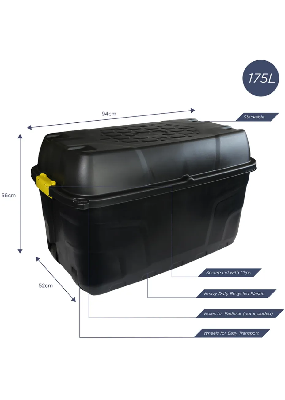 Charles Bentley Heavy Duty Trunk on Wheels Black