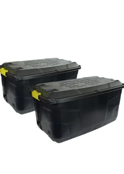 Charles Bentley Heavy Duty Trunk on Wheels Black