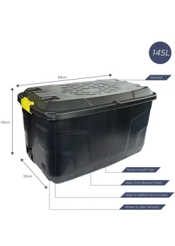 Charles Bentley Heavy Duty Trunk on Wheels Black