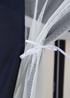 Charles Bentley Hexagonal Gazebo with Mesh Sides Blue/Beige Showerproof (H200cm x W200cm x L200cm)