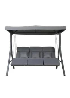 Charles Bentley Lounger Swing Chair for Garden or Patio Grey (3 Seater)