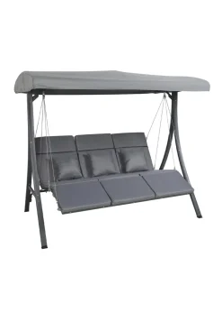 Charles Bentley Lounger Swing Chair for Garden or Patio Grey (3 Seater)